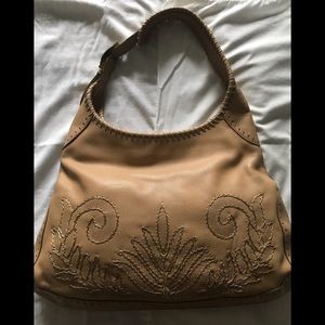 🎉GORGEOUS🎉 Cole Haan Tan Leather Embroidered Stitch Hobo Bag